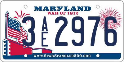 MD license plate 3AE2976