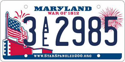 MD license plate 3AE2985