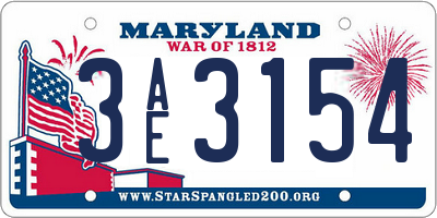 MD license plate 3AE3154