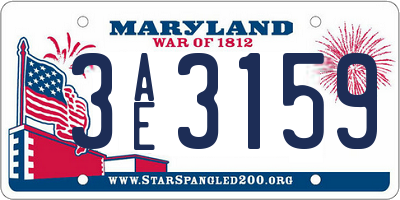 MD license plate 3AE3159