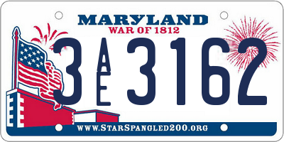MD license plate 3AE3162