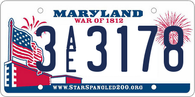 MD license plate 3AE3178