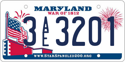 MD license plate 3AE3201