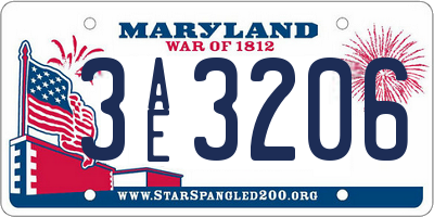 MD license plate 3AE3206