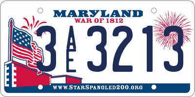 MD license plate 3AE3213