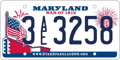 MD license plate 3AE3258