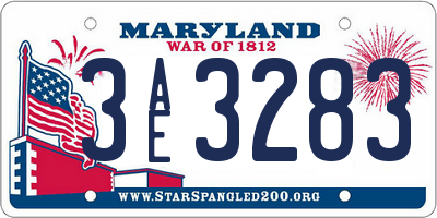 MD license plate 3AE3283