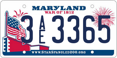 MD license plate 3AE3365
