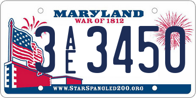 MD license plate 3AE3450