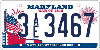 MD license plate 3AE3467