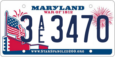 MD license plate 3AE3470