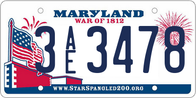 MD license plate 3AE3478