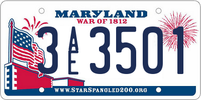MD license plate 3AE3501