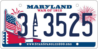 MD license plate 3AE3525