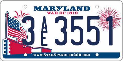MD license plate 3AE3551
