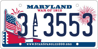 MD license plate 3AE3553