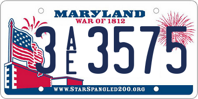 MD license plate 3AE3575