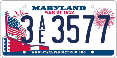 MD license plate 3AE3577