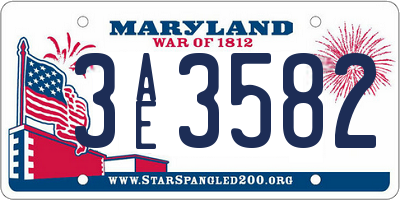 MD license plate 3AE3582
