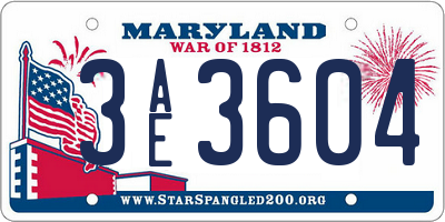MD license plate 3AE3604