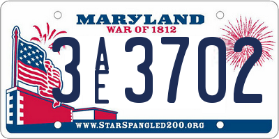 MD license plate 3AE3702