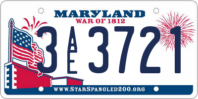 MD license plate 3AE3721
