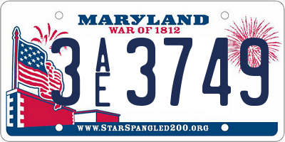 MD license plate 3AE3749