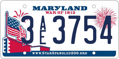 MD license plate 3AE3754