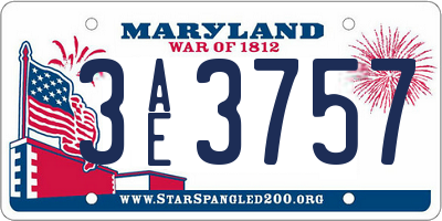 MD license plate 3AE3757