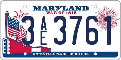 MD license plate 3AE3761