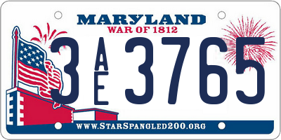 MD license plate 3AE3765