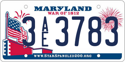 MD license plate 3AE3783