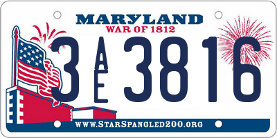 MD license plate 3AE3816