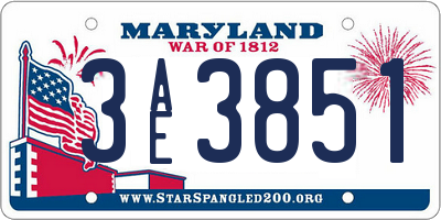 MD license plate 3AE3851