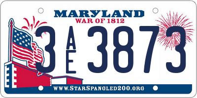 MD license plate 3AE3873