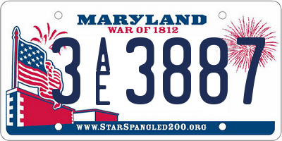 MD license plate 3AE3887