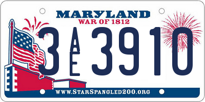 MD license plate 3AE3910
