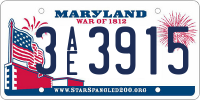 MD license plate 3AE3915