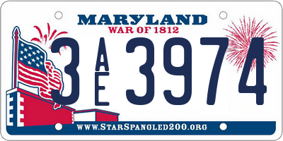 MD license plate 3AE3974