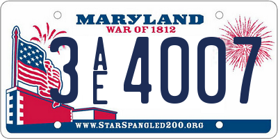 MD license plate 3AE4007