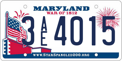 MD license plate 3AE4015
