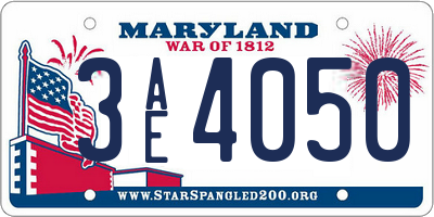 MD license plate 3AE4050