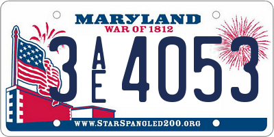 MD license plate 3AE4053