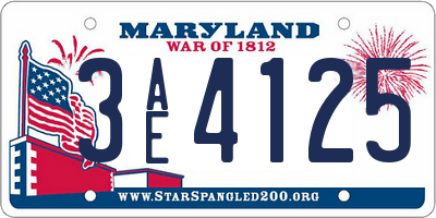 MD license plate 3AE4125
