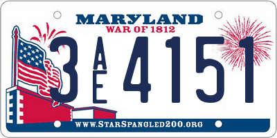 MD license plate 3AE4151