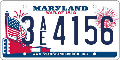 MD license plate 3AE4156