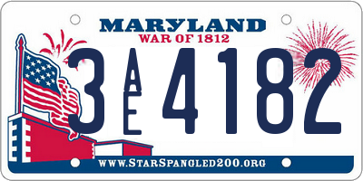 MD license plate 3AE4182
