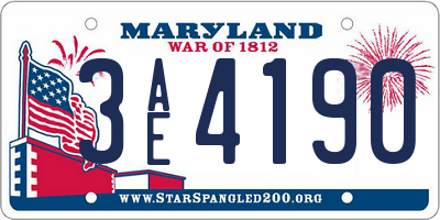 MD license plate 3AE4190