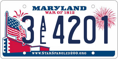 MD license plate 3AE4201