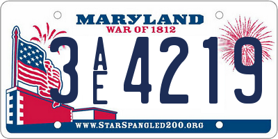 MD license plate 3AE4219